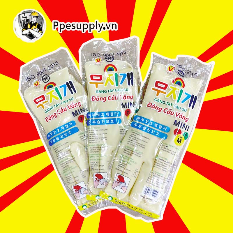 Găng tay rửa bát ✅Giá sỉ✅ Bao tay rửa chén, Găng tay cầu vồng Mini, cao su siêu dai, màu hồng, kem, vàng, 26cm