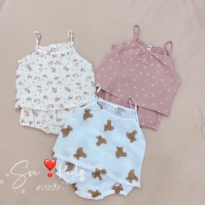 Bộ Hai Dây Xô Muslin 🔥FREE SHIP 🔥 mềm, mát cho bé gái( 6-18kg)