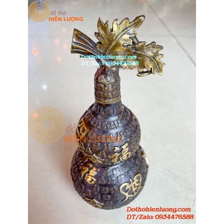 Quả hồ lô bách phúc phong thủy màu nâu bằng đồng nguyên chất cao 23cm, dài 10cm, nặng 0,7kg đẹp