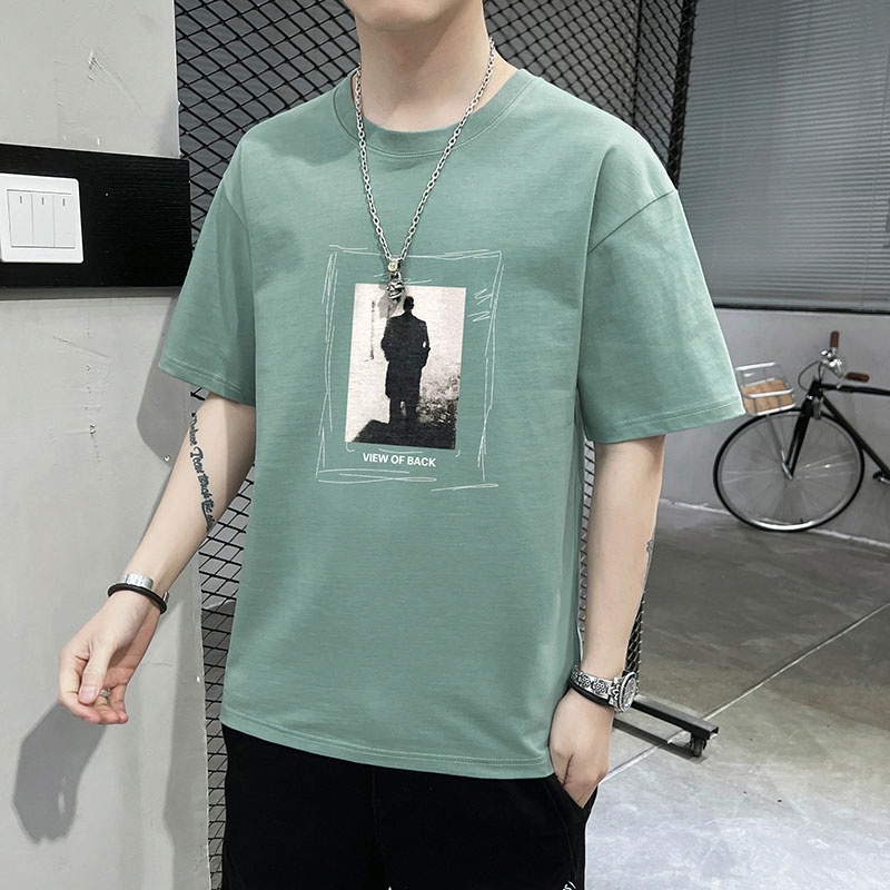 Áo Thun Cotton Cổ Tròn Tay Ngắn Dáng Rộng Thời Trang Mùa Hè Cho Nam Giới