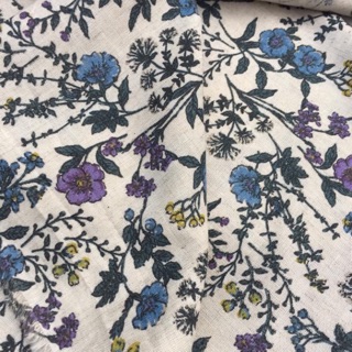 Vải linen hoa dây tím xanh.