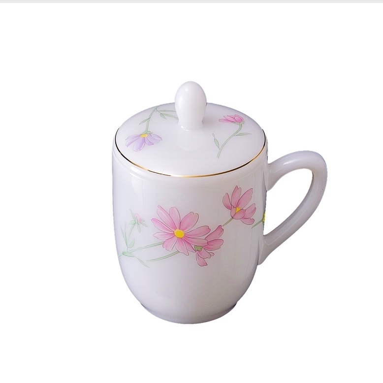 Ca trà có nắp viền vàng 22K các mẫu hoa văn thủy tinh ngọc USA Homeset cao cấp nhập khẩu chính hãng