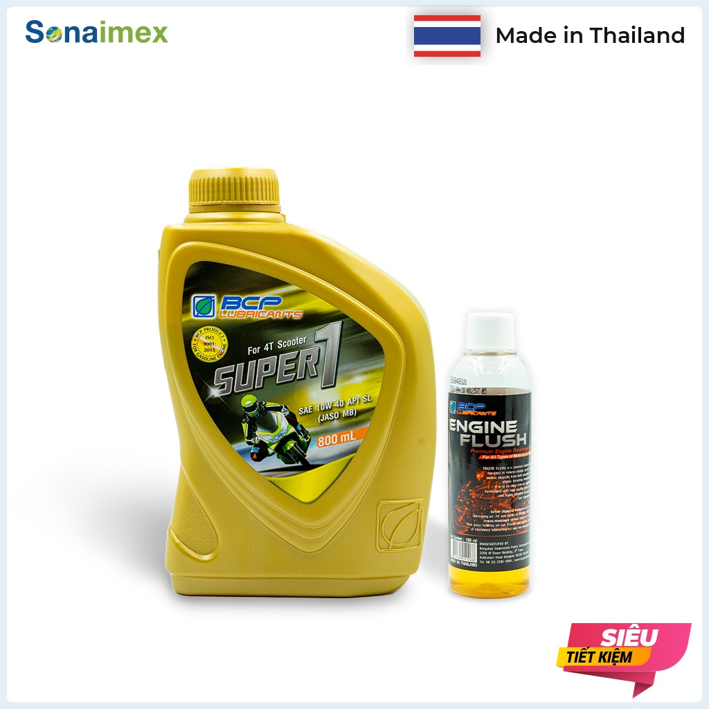 Combo Dầu Nhớt Xe Tay Ga BCP 10W40 0.8L Nhập Khẩu Thái Lan TẶNG Phụ Gia Làm Sạch Động Cơ Xe Máy BCP Engine Flush 100ml