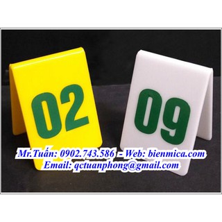 Bộ 10 Thẻ Số Bàn Mica (số cả 2 mặt) - Có Sẵn Giao ngay