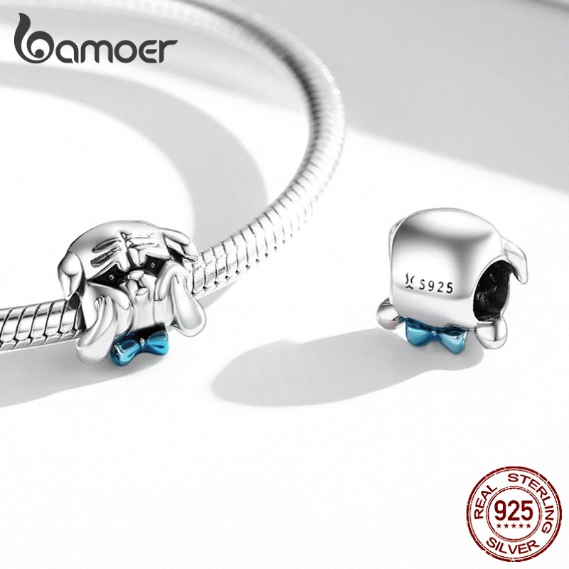Hạt Bamoer Scc2008 làm từ bạc 925 hình động vật dễ thương phù hợp làm vòng tay DIY