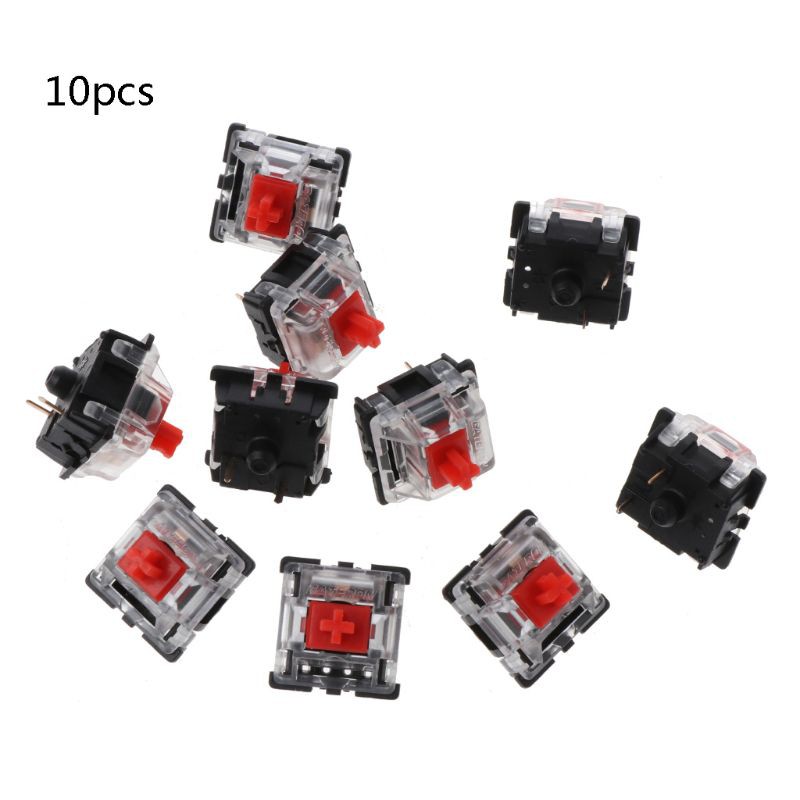 Set 10 phím cơ Gateron MX 3 Pin màu đỏ với vỏ màu trong suốt