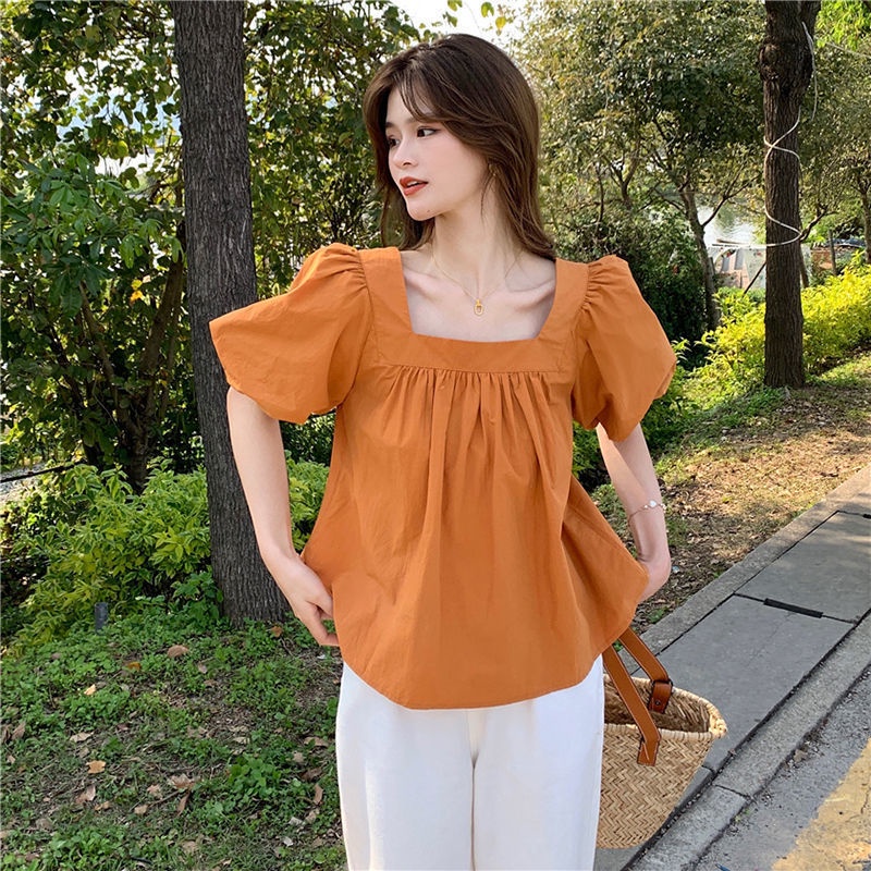 Áo Kiểu Tay Phồng Cổ Vuông Thiết Kế Mới Thời Trang Mùa Hè Dành Cho Nữ