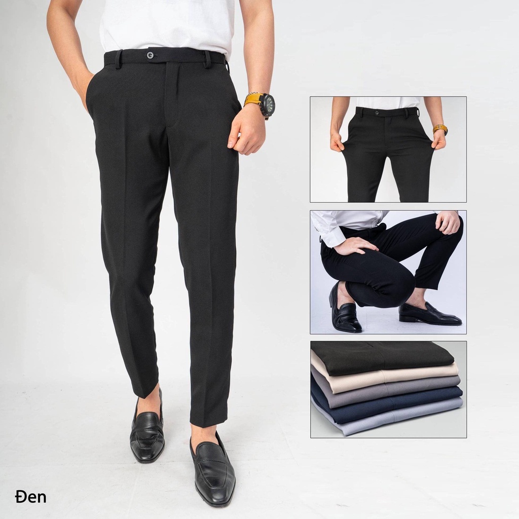 [VNXK] Quần tây âu nam cao cấp màu trắng vải tuyết mưa Hàn dày dặn co giãn ống côn Hot trend năm nay bao lỗi 1 đổi 1