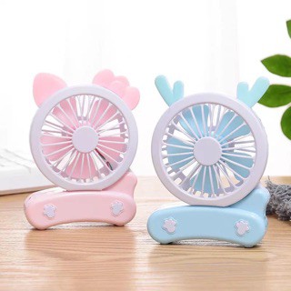 Quạt Mini Fan Chân Gập Cute Có Đèn