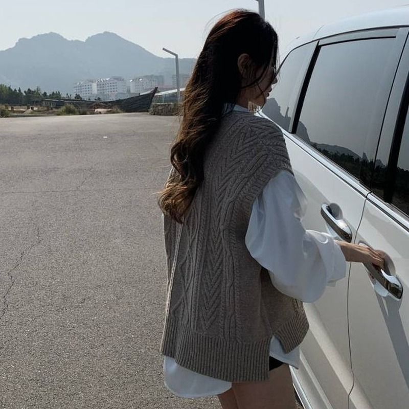 Áo Len Nữ Không Tay Cổ Chữ V Thời Trang Thu Đông Hàn Quốc 11200 | BigBuy360 - bigbuy360.vn