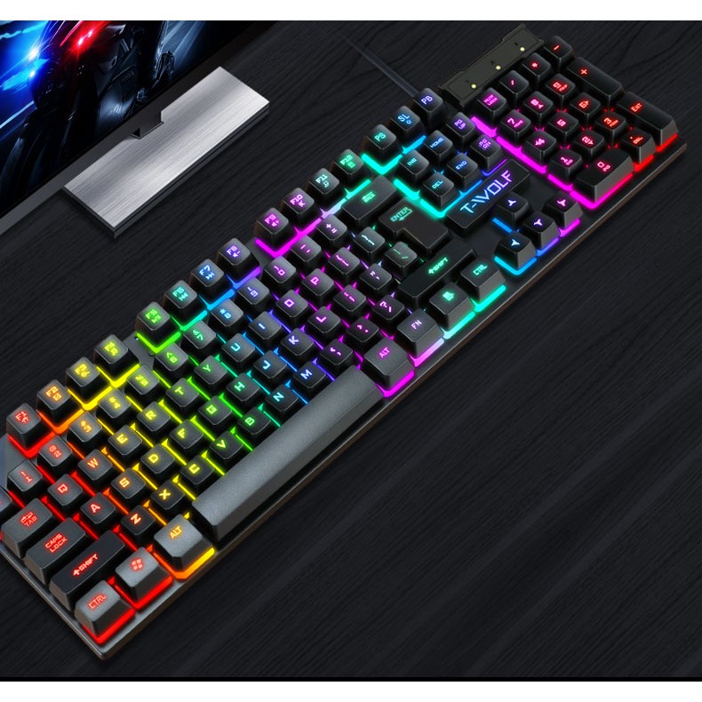 Bộ bàn phím có dây giả cơ và chuột máy tính TF200 hiệu ứng đèn led 7 màu siêu đẹp | BigBuy360 - bigbuy360.vn