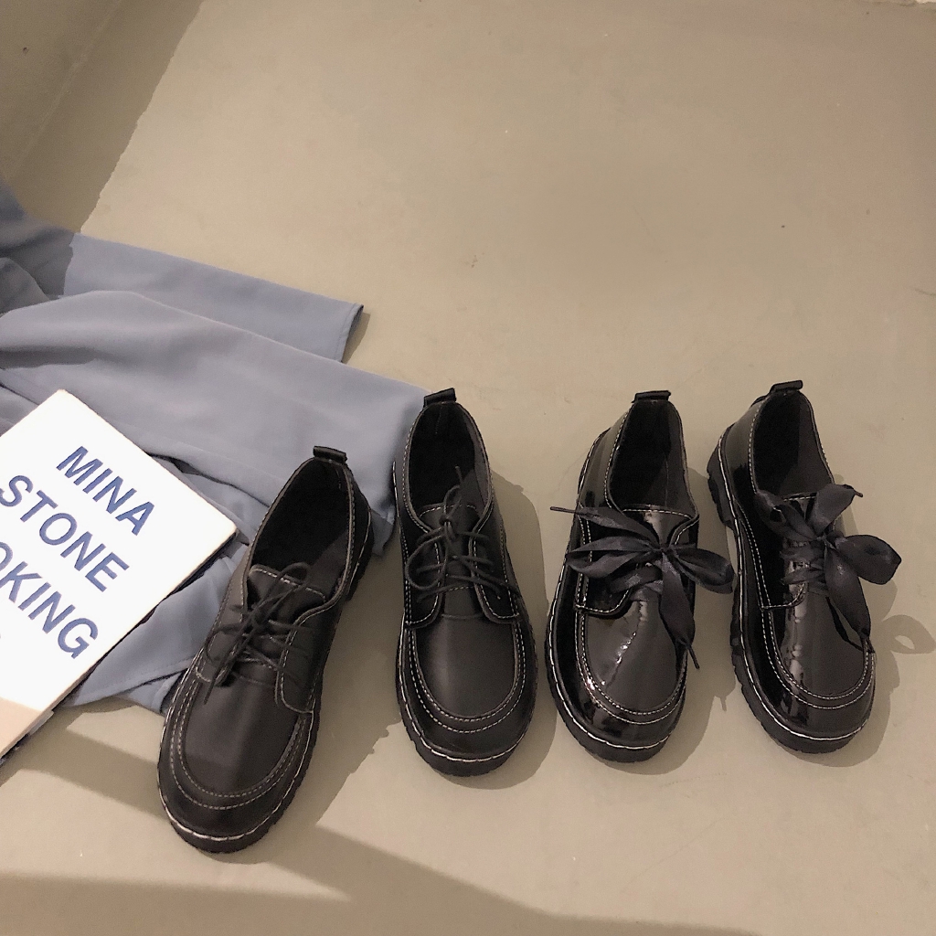 Giày da nữ kiểu dáng retro phong cách Hàn Quốc