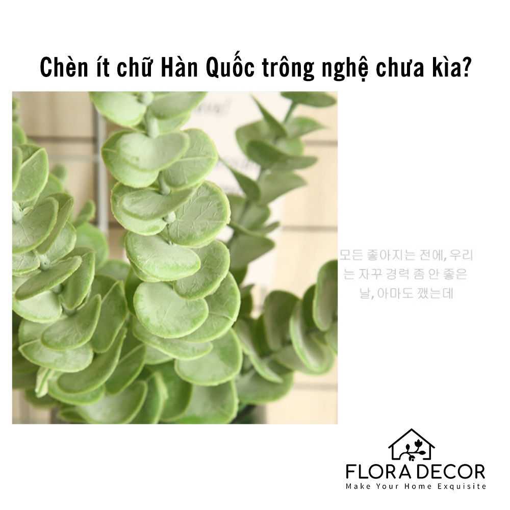 Cành lá khuynh diệp, lá táo giả loại 1 Flora Decor chụp ảnh, trang trí bằng nhựa cao cấp