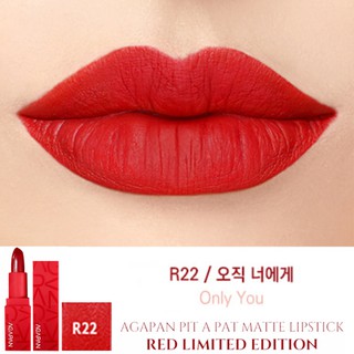 Son lì lâu phai Agapan R22 Pit A Pat Mattle Lipstick Red Edition 4.0g (Đỏ cam)