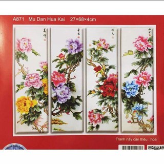 Tranh thêu chữ thập bộ tứ quý tuyệt đẹp kt 27*68*4(hình thật)