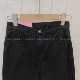 [QB2404] Quần jeans đen loe xẻ giữa mã 2404 (Có sẵn/Ảnh thật)