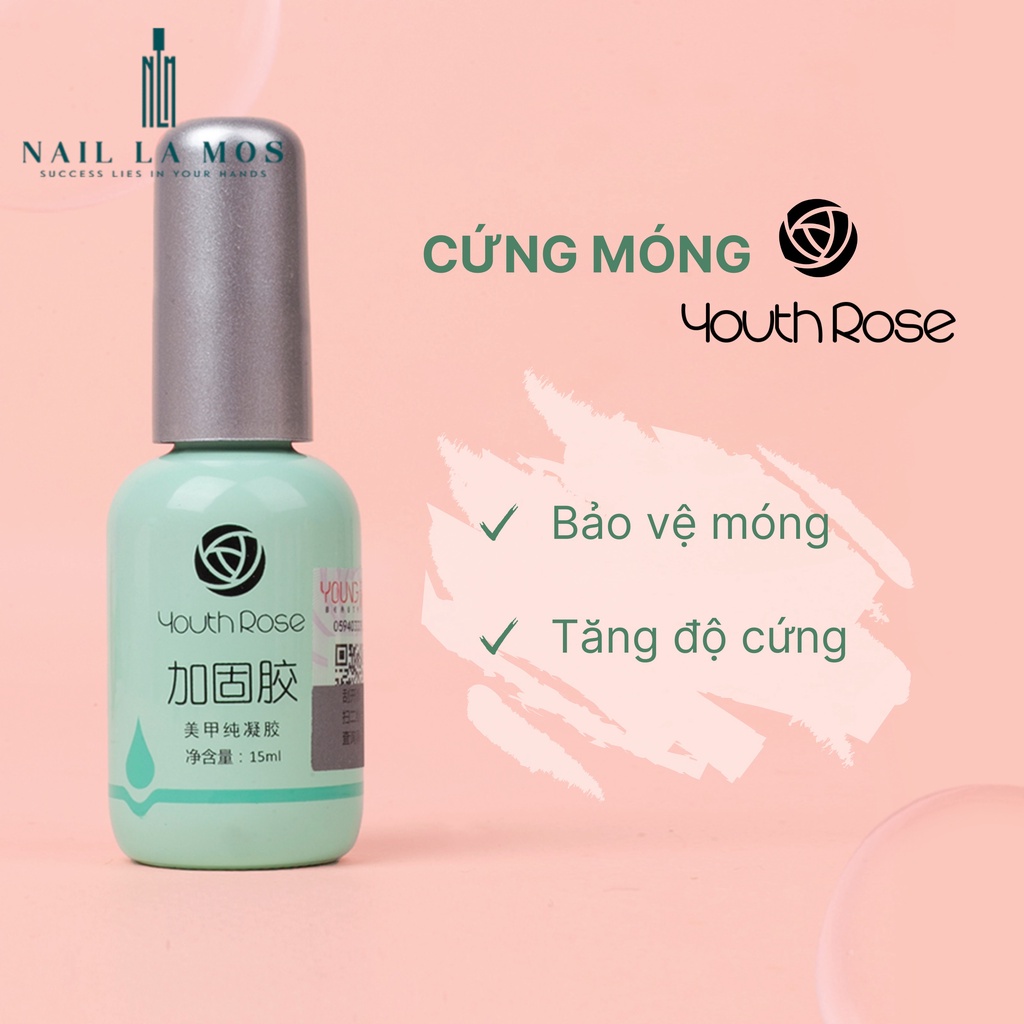 Base top hoa hồng Youth Rose chính hãng - gel liên kết, top phủ bóng, cứng móng chuyên dụng cho dân làm móng