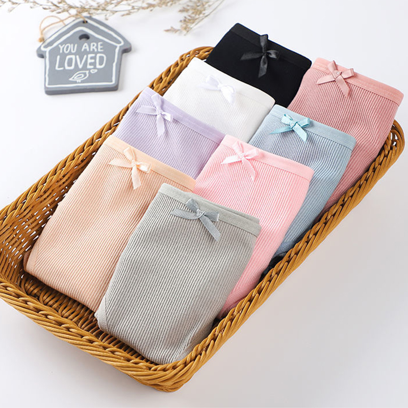 Quần Lót Cotton Màu Trơn Phối Nơ Phong Cách Hàn Quốc | BigBuy360 - bigbuy360.vn