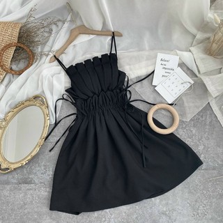 ĐẦM  ĐEN 2S XẾP LY NGỰC BÈO ĐAN EO�