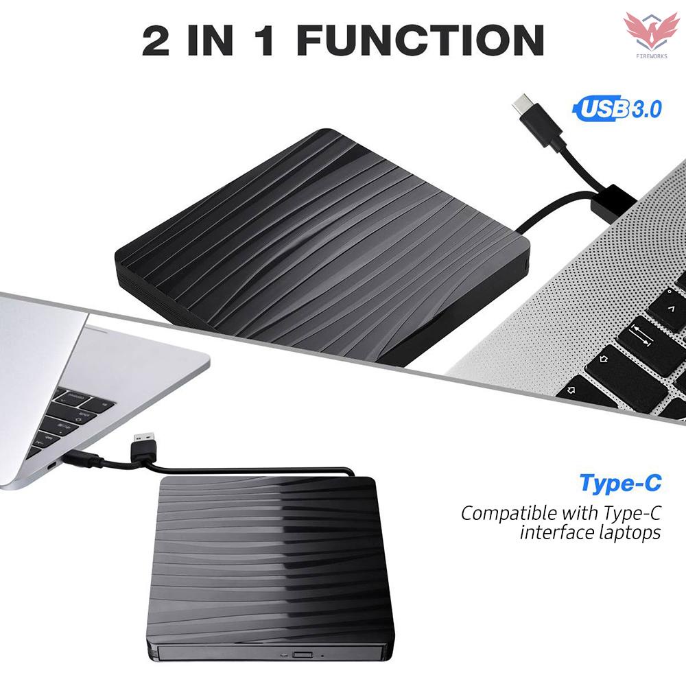 Ổ Đĩa Quang Fir Usb 3.0 + Type-C Hai Cổng Siêu Mỏng Cho Windows / Mac Os | BigBuy360 - bigbuy360.vn