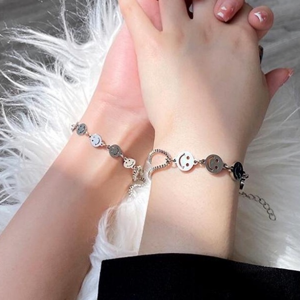 [KHÔNG ĐEN GỈ] Vòng tay thép titan hình mặt cười thời trang cá tính Mely CT17