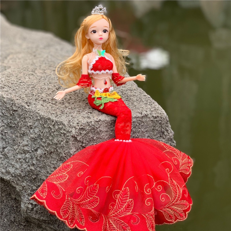 Búp Bê Nàng Tiên Cá Thêu Họa Tiết Xinh Xắn Cho Bé