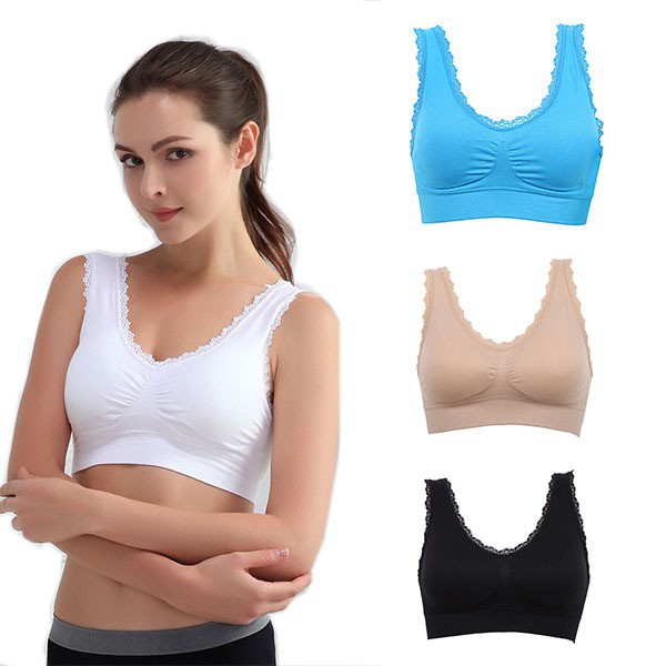 FREESHIP ĐƠN 99K_ Áo Ngực Thể Thao Phối Ren Màu Trơn