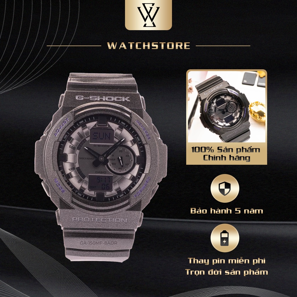 Đồng Hồ Điện Tử Nam Casio G-Shock WATCHSTORE GA-150MF-8ADR Thiết Kế Mặt Kính Khoáng 52.4mm, Vỏ Và Dây Nhựa Bền Bỉ