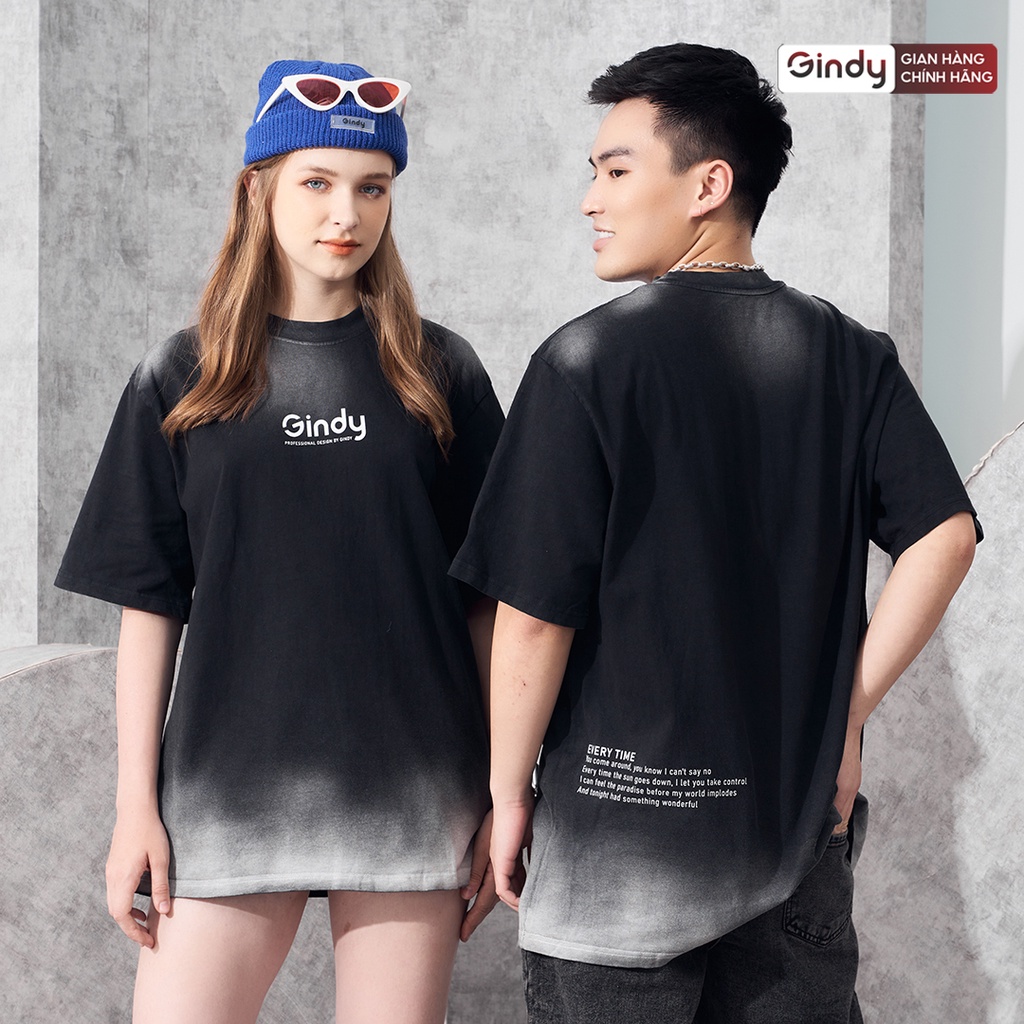 Áo phông tay lỡ phông form rộng dài unisex cổ tròn Grey Trame chất cotton mát loang thời trang Local Brand GINDY A057