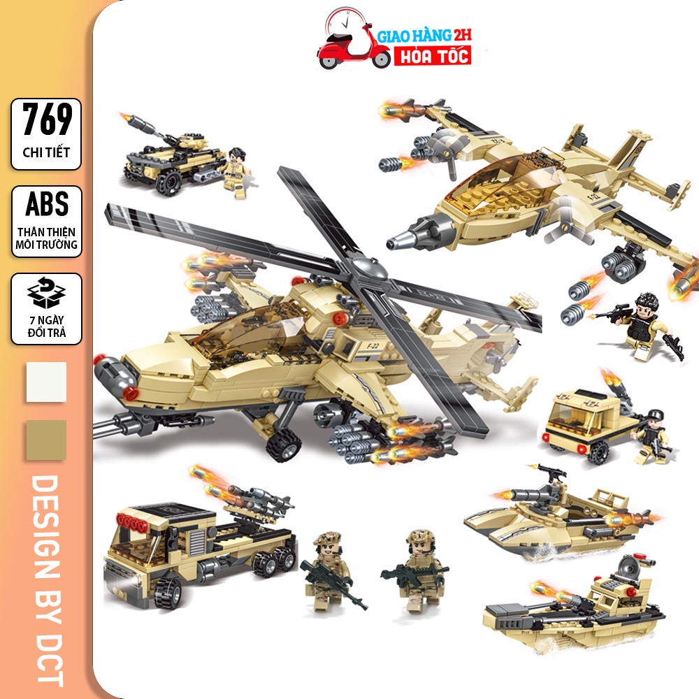 Bộ đồ chơi lắp ráp Trực Thăng chiến đấu TT769, Mô hình Lego Máy Bay Quân Sự, Thuyền Chiến, Lego Xe...