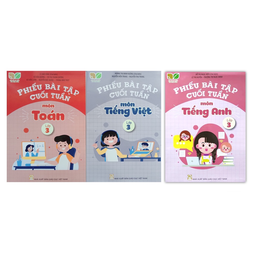 Sách - Combo 3 cuốn Phiếu bài tập cuối tuần môn Toán + Tiếng Việt + Tiếng anh lớp 3