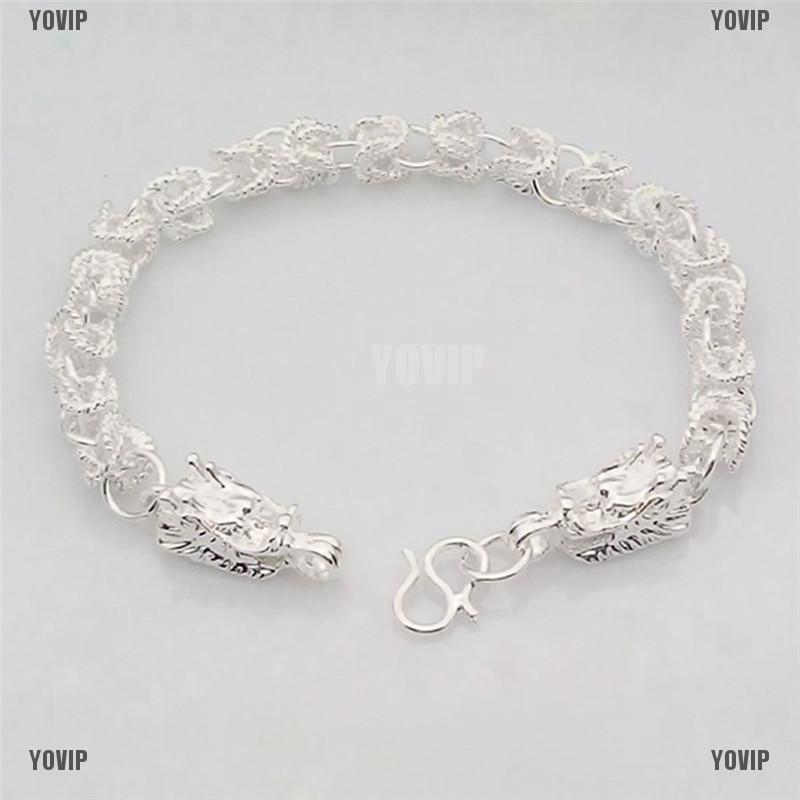 Vòng tay mạ bạc hình rồng độc đáo sang trọng cho nam