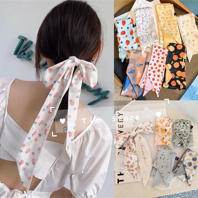 Dây cột tóc nơ dây turban có thể quàng cổ làm băng đô TÍM STORE phong cách hàn quốc dễ thương