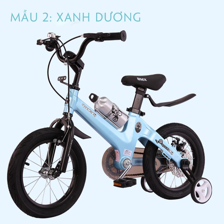 Xe Đạp 3 Bánh Trẻ Em 14 Inch Cho Bé Từ 5 Đến 10 Tuổi  Khung Hợp Kim Thép( tặng  bình nước và đồ bảo vệ tay chân bé)