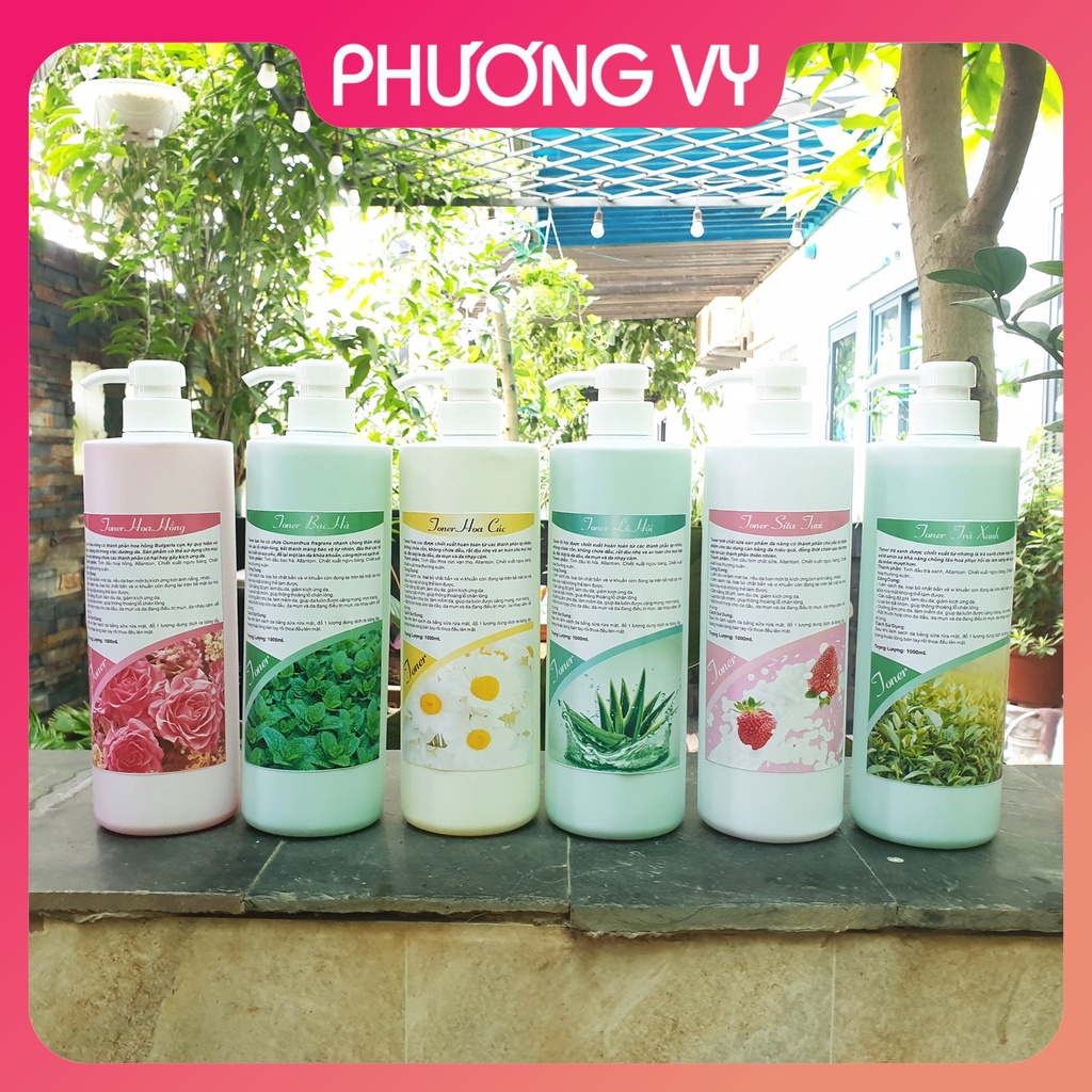 1000ml TONER tinh chất các loại: Hoa Hồng, Sữa Tươi, Hoa Cúc, Trà Xanh, Bạc Hà, Lô Hội_Se khít lỗ chân lông, cấp ẩm da.
