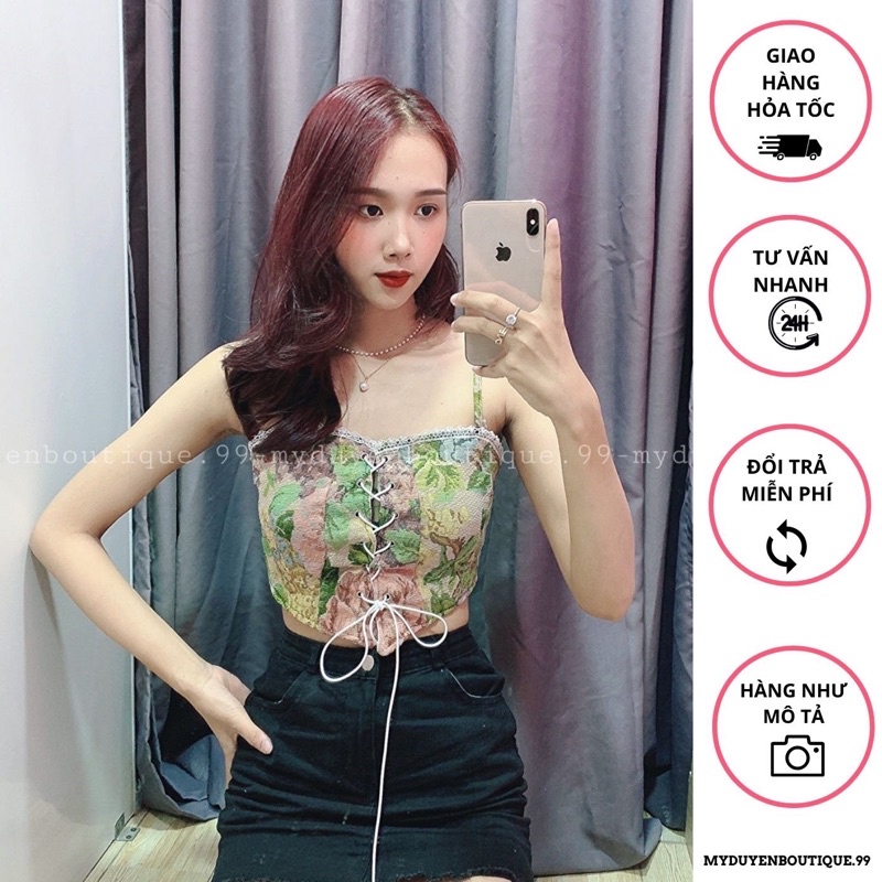 Áo 2 Dây Thổ Cẩm Rút Ngực , Phong Cách Retro Croset Pháp ( KÈM ẢNH THẬT )