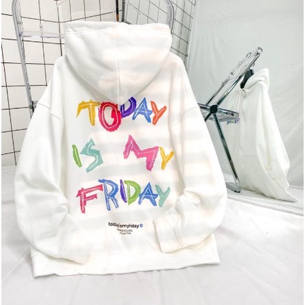 Áo Khoác Hoodie Nỉ Bông Unisex TODAY màu ĐEN/TRẮNG  Nam nữ unisex/Áo hoodie zip dây kéo có mũ form rộng Jaystoree2
