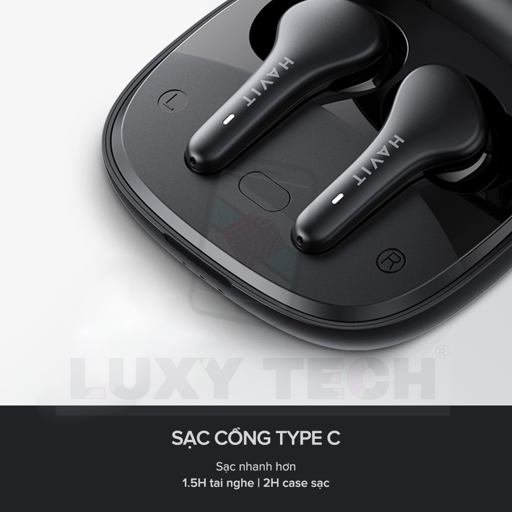Tai Nghe TWS HAVIT TW959, Bluetooth 5.1, Độ Trễ 0.065s, Kháng Nước IPX4, Nghe Đến 20H - Chính Hãng