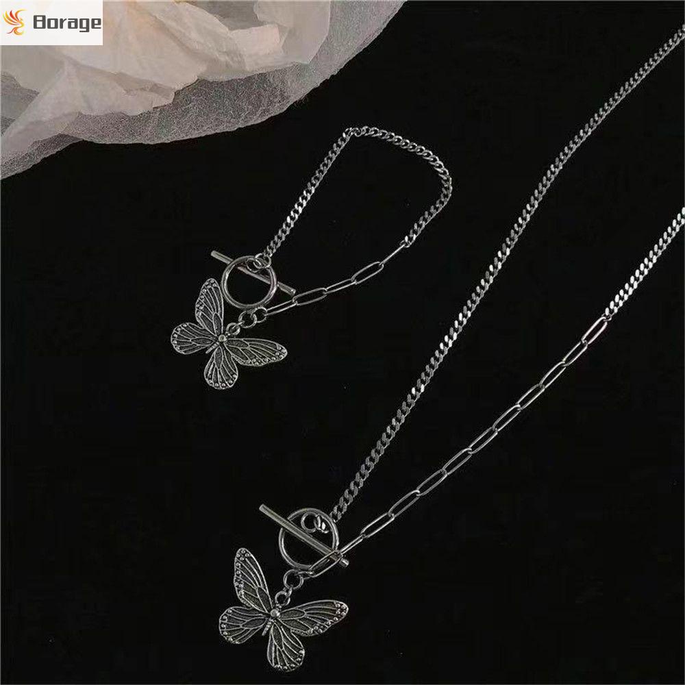 Bộ trang sức Vòng cổ + bông tai + vòng tay hình bướm thời trang cho nữ
