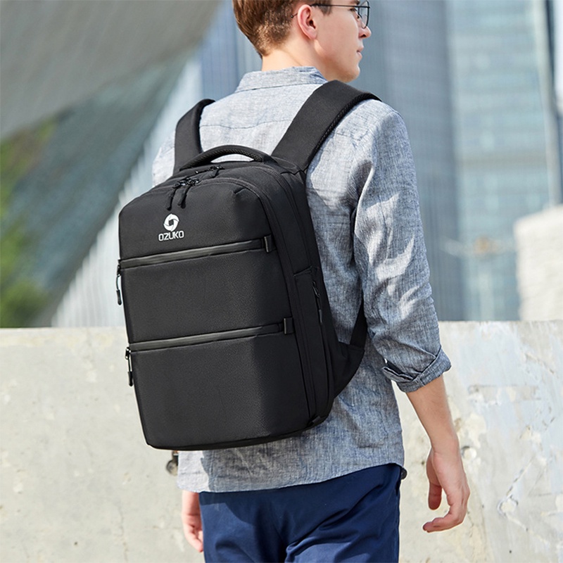 Balo OZUKO chống thấm nước có cổng sạc USB cao cấp tiện dụng cho nam