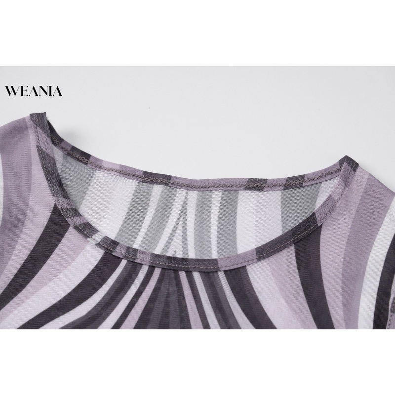 Đầm Dài Dáng Ôm Phối Lưới Kẻ Sọc Thời Trang Quyến Rũ Cho Nữ