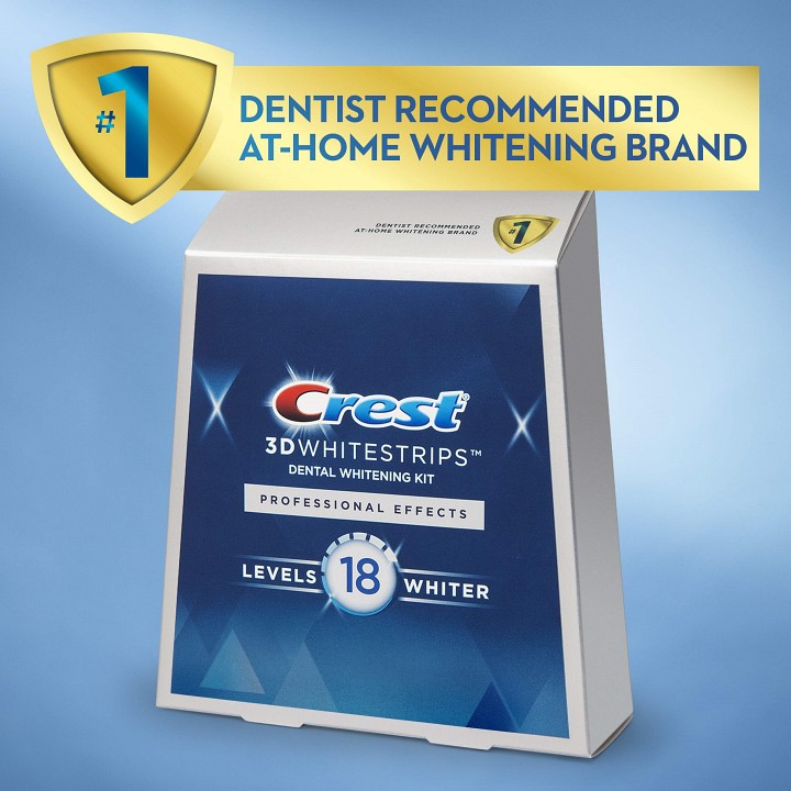 Fullbox 20 gói dán răng Crest 3D Whitestrips Professional Effects Levels 18 Whiter, 1 hộp 20 gói/20 ngày [Hàng Mỹ]