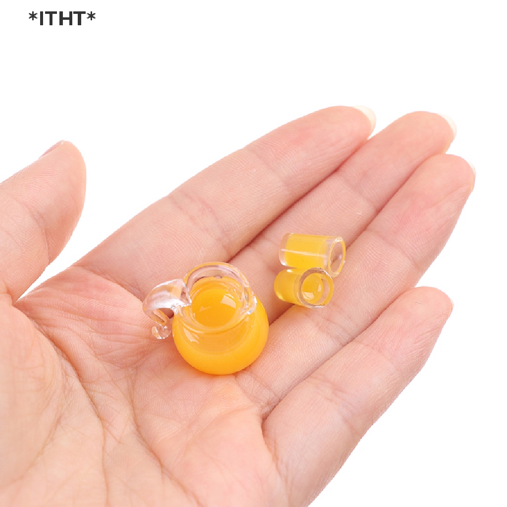 Set 3 Bình Nước Ép Trái Cây Bằng Kính Mini Trang Trí Nhà Búp Bê