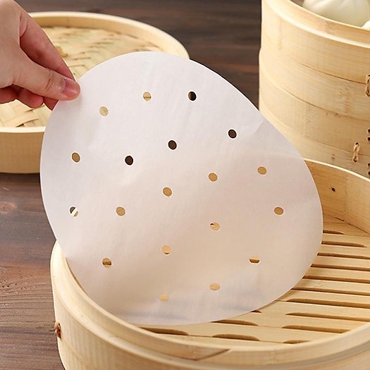 giấy nến lót nồi chiên không dầu làm bánh đục lỗ hình tròn nấu ăn bếp tệp 100 chiếc GD140