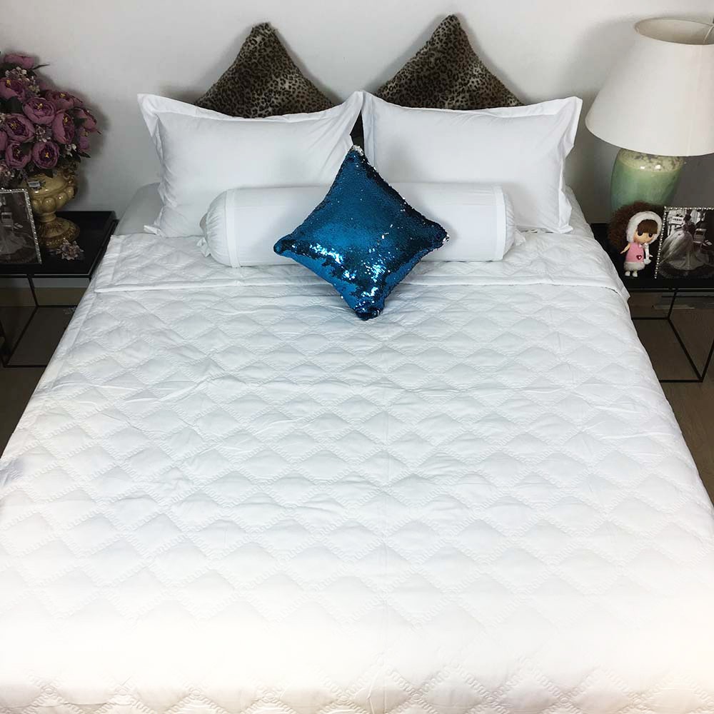 Mền (chăn) chần bông trắng trơn cotton Cao Cấp cho khách sạn.nhà nghĩ.gia đình...