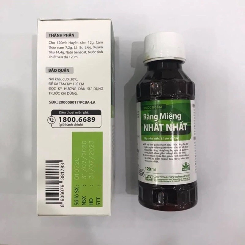 Nước ngậm răng miệng Nhất Nhất Plus - giúp giảm v.iêm nướu, tụt lợi, nhiệt miệng, sâu răng…