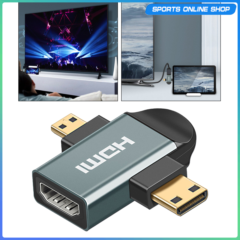 3-in-1 HDMI to Mini/Micro HDMI Adapter, Mini and Micro HDMI Male to HDMI Female Universal T Adapter with Gold-Plated Connectors