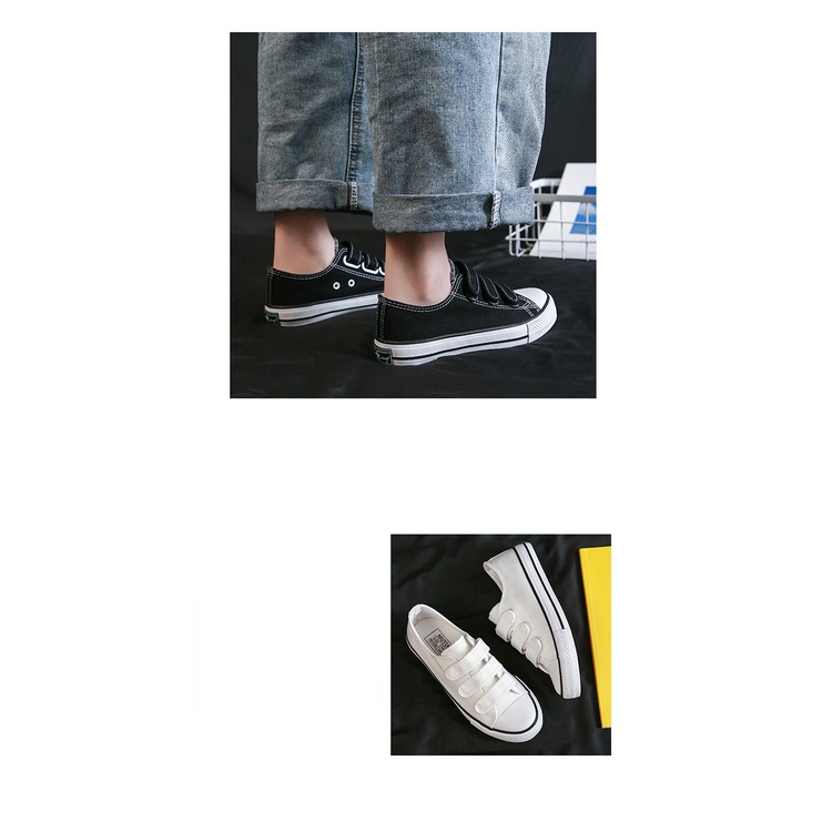Giày Lười Vải canvas Khóa Dán Thời Trang Hàn Quốc Mới Cho Nữ