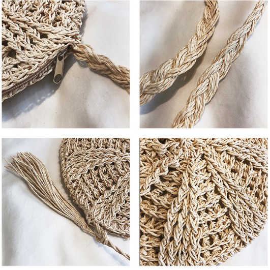 Túi xách dáng tròn đan sợi cói thời trang đi biển cho nữ