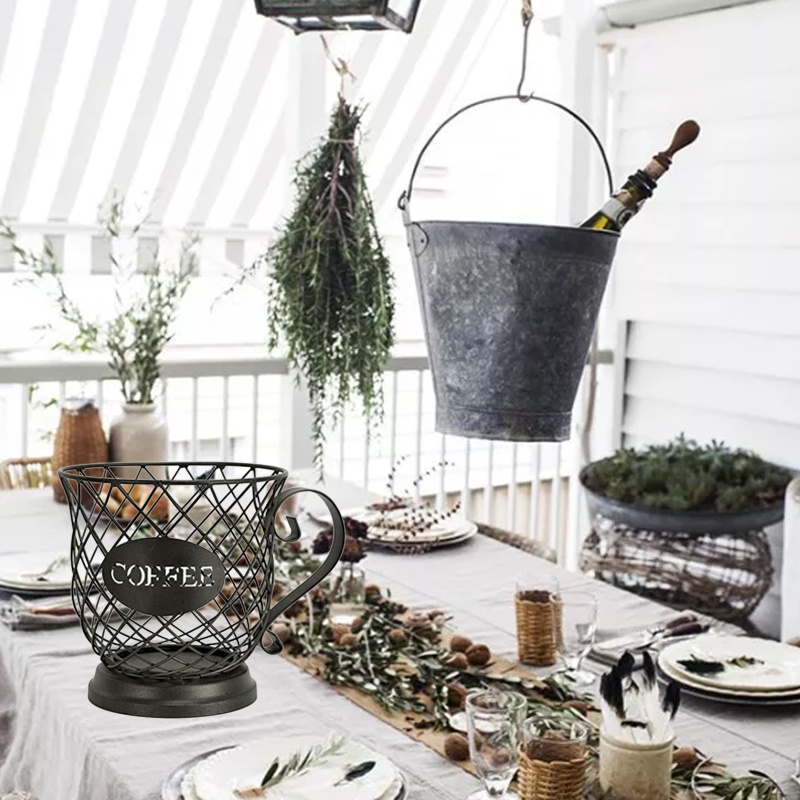 Giỏ Đựng Cốc Cà Phê Màu Đen Phong Cách Vintage